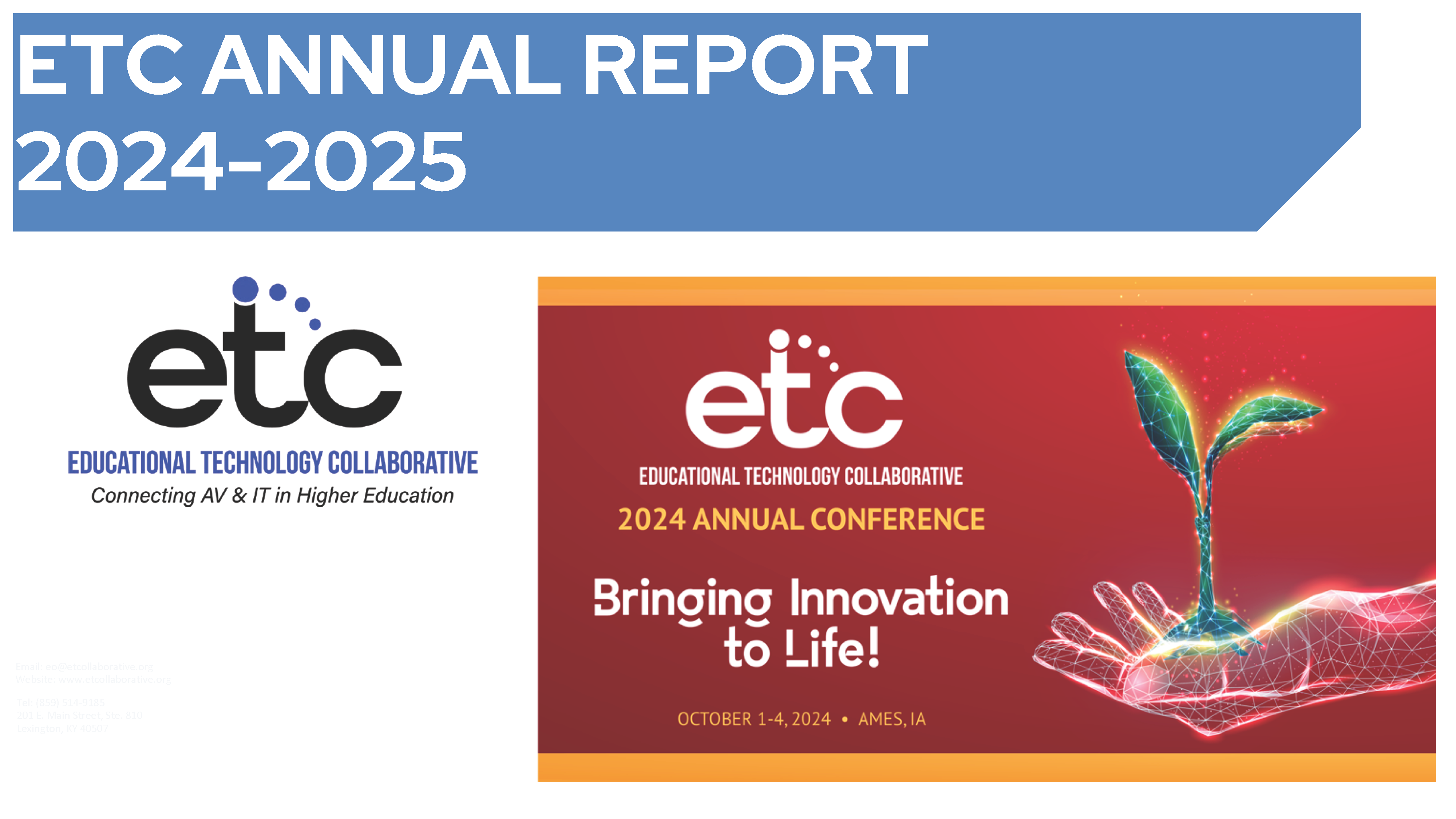 ETC 2024-2025 Annual Report Cover Graphic